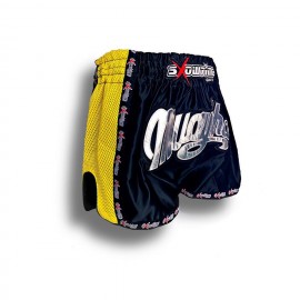 K-1 Thaiboxing Short in Satin "Phuket" Schwarz/Gelb