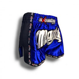 K-1 Thaiboxing Short in Satin "Phuket" in Schwarz/Blau