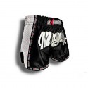 K-1 Thaiboxing Short in Satin "Mesh" in Schwarz/Weiß