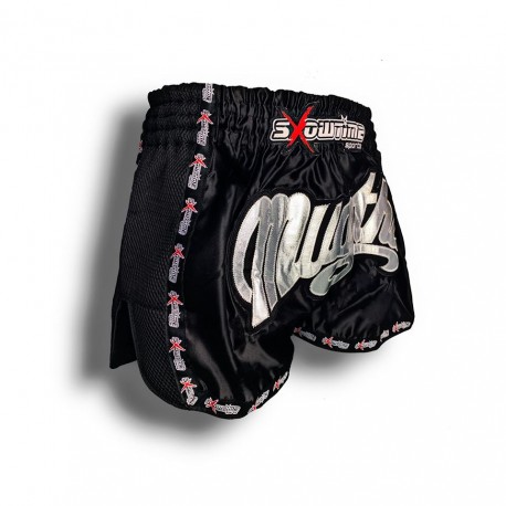 K-1 Thaiboxing Short in Satin "Mesh" in Schwarz