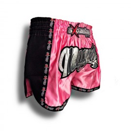 K-1 Thaiboxing Short in Satin "Phuket" in Schwarz/Blau