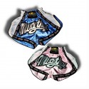 K-1 Thaiboxing Short in Satin "Mesh" in Weiß/Schwarz