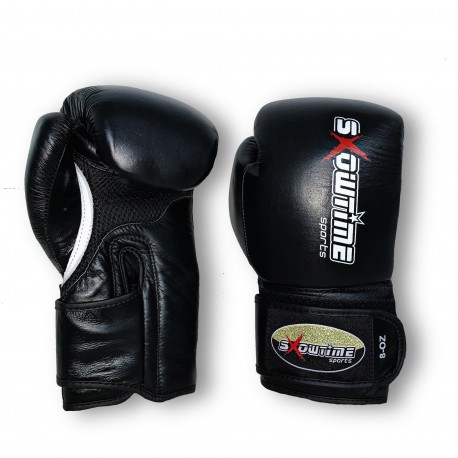 Boxhandschuhe aus echtem Leder GELTEC in Schwarz/Rot